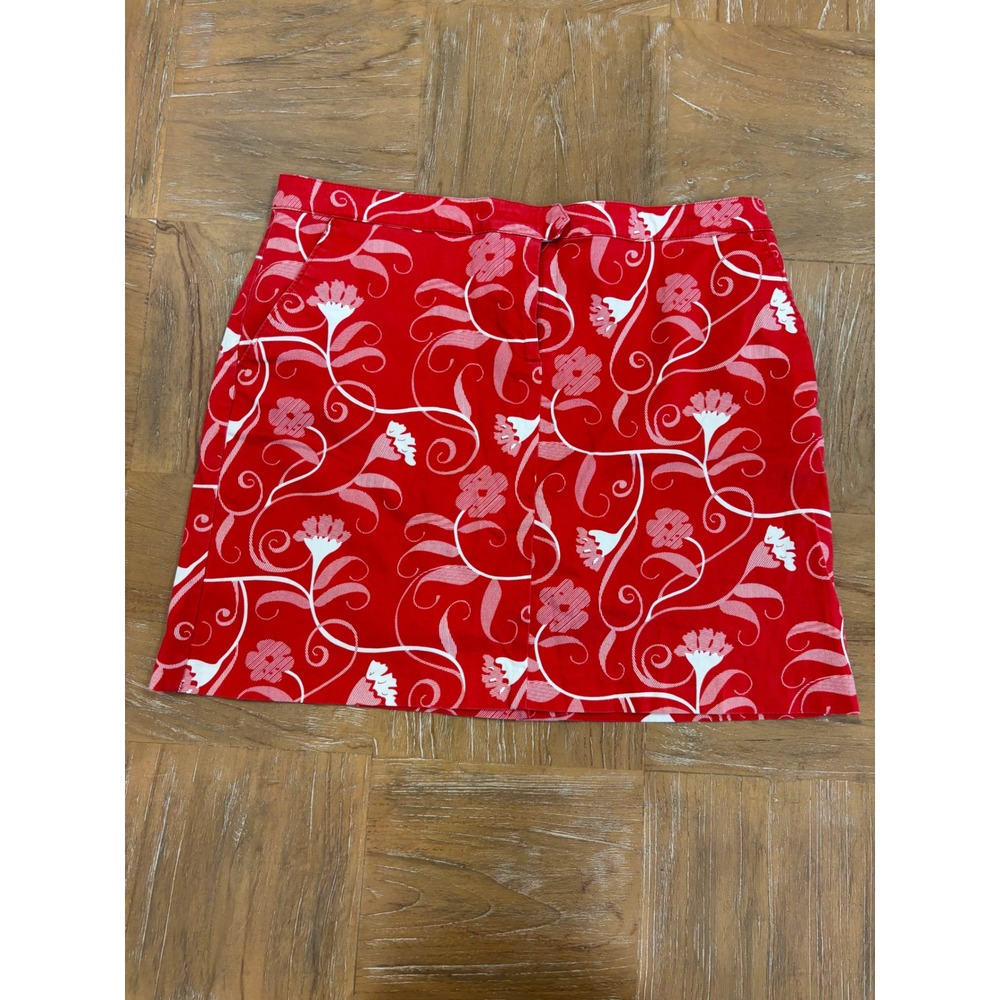 IZOD Floral Skort Womens 8 Red‎ White Stretch Cotton Golf Tennis Active Skirt